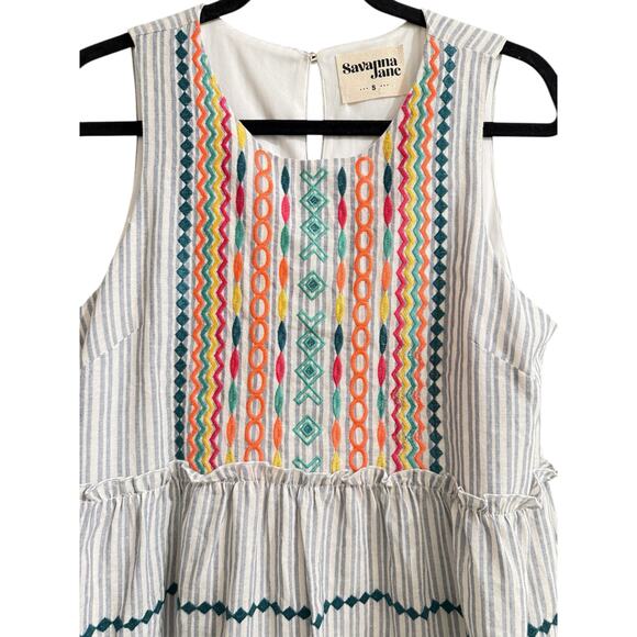 Savanna Jane Boho Sleeveless Embroidered Lined Dress Summer Spring S - Picture 8 of 12
